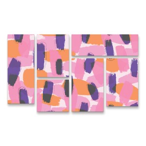 Trademark Fine Art Treechild Layered Purple Strokes Pattern 3 Piece Panel Set Art - 1 of 3