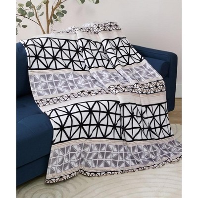 Black, Gray, and White Knitted Polyester Throw Blanket 50" x 70"