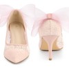 Perphy Women's Pointed Toe Breathable Lace Back Bow Decor Stiletto Heel Pumps - 2 of 4