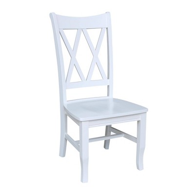 White High Cross Back Wood Side Chair Set