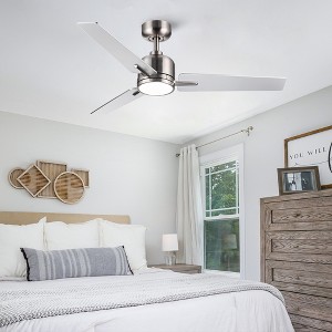 BestParts 48" Ceiling Fan with Light and Remote, Low Profile Flush Mount, Reversible, 3CCT, Quiet Dimmable Fan for Bedroom Indoor/Outdoor - 1 of 4