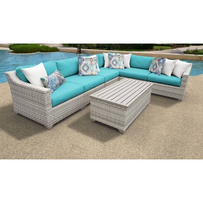 Fairmont 7pc Patio Sectional Seating Set with Cushions - Aruba - TK Classics
