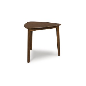 Signature Design by Ashley Allstream Triangle Dining Table, Brown, Seats 3, Mid-Century Modern Small Space Dining - 1 of 4