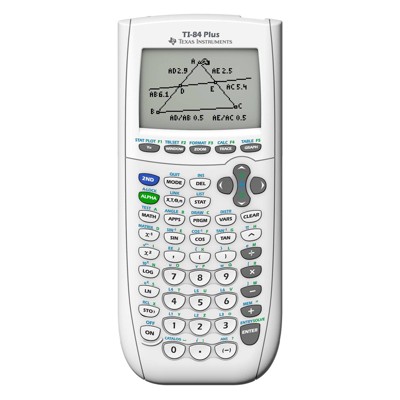 Texas Instruments TI-84 Plus Graphing Calculator – White (Battery Powered)