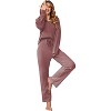 Ekouaer Women's Waffle Knit Pajama Sets Comfy Long Sleeve Lounge Sets 2 Piece Matching Pj Sets with Pockets - 2 of 4
