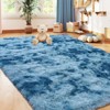 Extra Large Plush Shag Area Rug, 1.7" Thick Ultra Soft Non-Slip Tie-Dye Peacock Blue Mat - 4 of 4