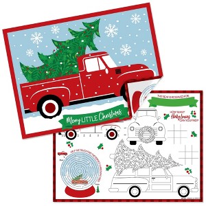 Big Dot of Happiness Merry Little Christmas Tree - Paper Red Truck and Car Christmas Party Coloring Sheets - Activity Placemats - Set of 16 - 1 of 4