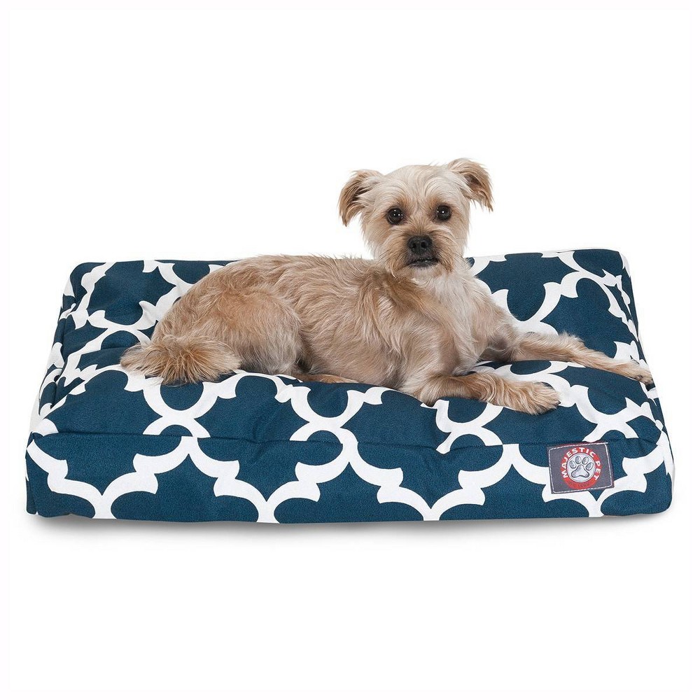 Photos - Bed & Furniture Majestic Pet Rectangle Dog Bed - Navy Trellis - Small - S 