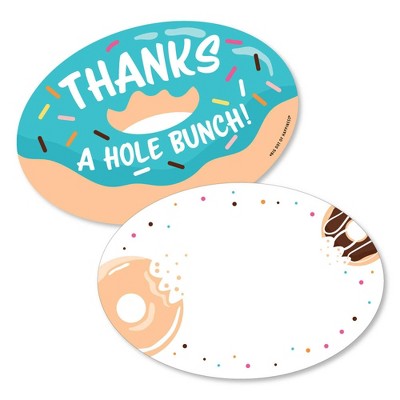 Big Dot of Happiness Donut Worry, Let's Party - Shaped Thank You Cards - Doughnut Party Thank You Note Cards with Envelopes - Set of 12