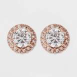 Rose Gold Over Sterling Silver Halo Cubic Zirconia Stud Fine Jewelry Earrings - A New Day™ Rose Gold/Clear