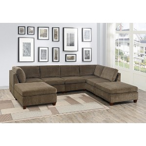 NicBex Modular Sectional 6pc Set L-Shaped Modular Sofa Bed Modern Including Couch 2x Corner Wedge 2x Armless Chairs and 2x Ottomans - 1 of 4