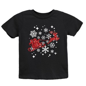 Santa Sleigh Glitter - Toddler Short Sleeve Tee and Kids Youth Short Sleeve Tee - 1 of 2