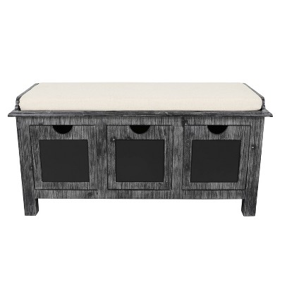 Rowan 3 Drawer Weathered Chalkboard Bench Gray - Décor Therapy