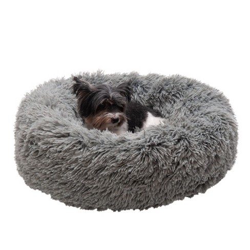 Furhaven Calming Cuddler Long Fur Donut Dog Bed - Small, Gray : Target