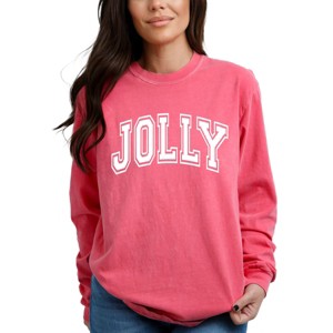 Simply Sage Market Jolly Varsity Thick Outline Garment Dyed Long Sleeve - 1 of 4