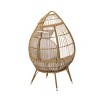 Coolbibila Outdoor Wicker Teardrop Chair With Cushion,Polyethylene Rattan Weaving Teardrop Chair,Patio Rattan Egg Chair With Metal Frame - 3 of 4