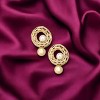 Slickblue Women's Drop Earrings, Chain and Pearl Design, Lightweight Feel, Classic Look, Gold Color, 1" - 2 of 3