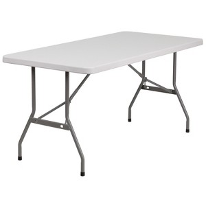 Emma and Oliver 5-Foot Granite White Plastic Folding Table - Banquet / Event Folding Table - 1 of 4