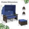 Costway Outdoor Patio Rattan Daybed with Retractable Canopy & Adjustable Backrests Beige/Red/Blue - 3 of 4