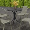 Resenkos Outdoor Side End Table, End Table, Outdoor Couch Table,26" Round Patio Table with Steel Frame and Slat Tabletop, Distressed Gray - 2 of 4