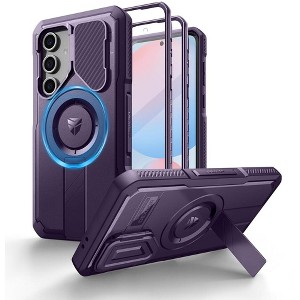 Dexnor for Samsung Galaxy S24 FE Case with Camera Cover & Adjustable Kickstand & Built-in Screen Protector, Magnetic Cover,Army - 1 of 1