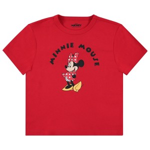 Ladies Mickey & Minnie Mouse Shirt - Classic Mickey & Minnie Mouse - Disney Mickey & Minnie Ribbed Fitted Tee - 1 of 4