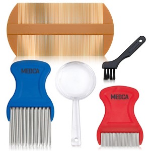 MEDca Premium 5-Piece Lice Removal Kit – Fine Tooth Nit Comb & Magnifier Full Treatment Set – Removes Lice & Eggs with Rounded Tips for Comfort - 1 of 4