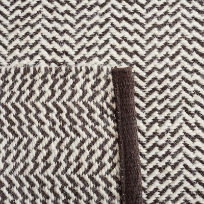 Ivory and Brown Hand-Knotted Wool Cotton 8' x 10' Rug