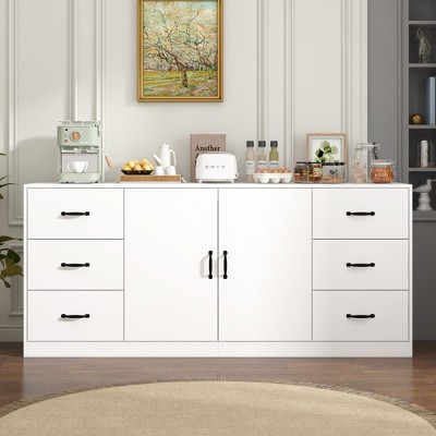 Famapy White Double - Door Dresser with Six Drawers Applicable to Different Home Areas