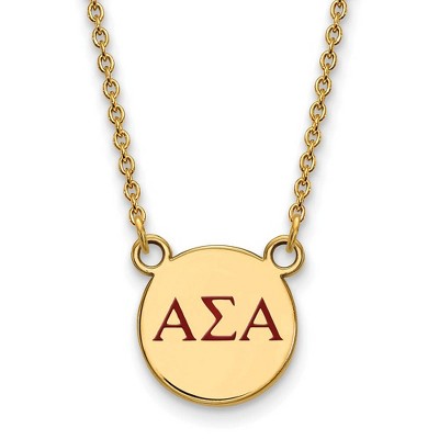 Black Bow Jewelry 14k Yellow Gold Plated Sterling Silver Alpha Sigma Alpha Greek Life Necklace 18 Inch