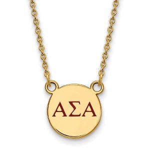 Black Bow Jewelry 14k Yellow Gold Plated Sterling Silver Alpha Sigma Alpha Greek Life Necklace 18 Inch - 1 of 4