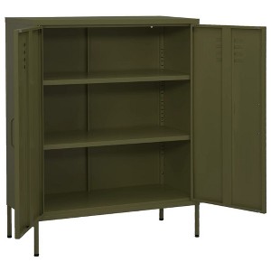 vidaXL Storage Cabinet Olive Green Steel Medium - Olive Green - 1 of 4