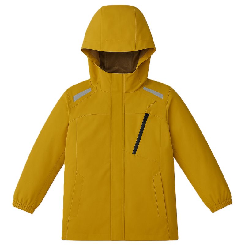 CLIFFS Big Girls' Lightweight Reflective Stripe Rain Jacket, Mustard, 7