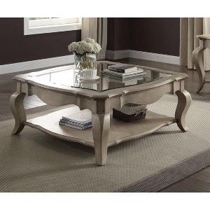 Chelmsford Clear Glass & Antique Taupe Finish Coffee Table - 1 of 1