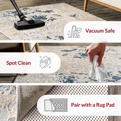 Light Grey Abstract Reversible Synthetic Area Rug 7x9