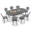 9-Piece Patio Set: Oval Table & 8 Chairs - Cast Aluminum, All-Weather/Umbrella Hole & Adjustable Legs for Balcony/Backyard - 3 of 4