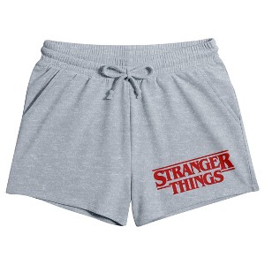 Stranger Things Classic Title Art Women’s Heather Gray Lounge Shorts - 1 of 2