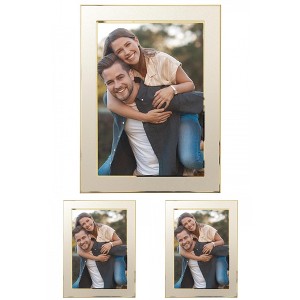 REGALWOVEN Home Room Modern Brushed Aluminum Real Glass Photo Frame - 1 of 4