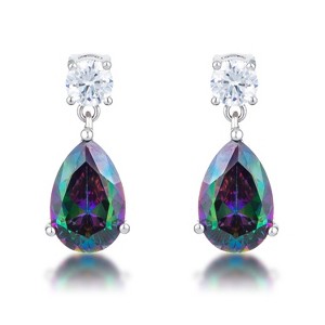 Slickblue Stunning Mystic Teardrop Earrings – 9.9 Ct Rhodium Plated, Iridescent CZ, Dazzling Jewelry for Women - 1 of 3