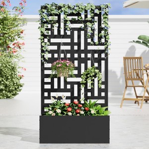 Iron Art Black Planter With Climbing Frame (street) 150*75*30 - 1 of 4