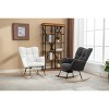 Tufted Teddy Fabric Rocking Chair with Adjustable Footrest and Pocket,Modern Wide Accent Glider for Living Room or Bedroom-Baofuwish - 4 of 4