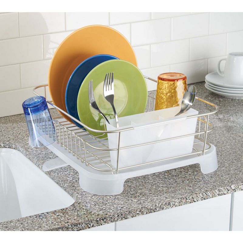 mDesign Alloy Steel Sink Dish Drying Rack Holder with Swivel Spout, 2 of 8