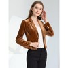 INSPIRE CHIC Women's 1 Button Lapel Collar Business Office Crop Suit Velvet Blazer - 2 of 4