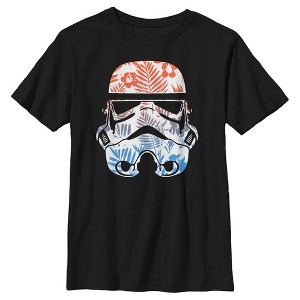 Boy's Star Wars: A New Hope Paradise Floral Stormtrooper Helmet T-Shirt - 1 of 4