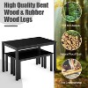 Tangkula 3pcs Wood Dining Table w/ 2 Benches 3 PCS Dining Table Set Solid Acacia Wood Legs Space-Saving Design Modern Style Black - 4 of 4