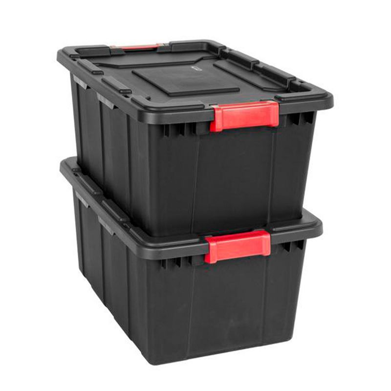 Sterilite 15 Gallon Stackable Industrial Tote with Latches, Tie Down Holes, and Indexed Lids for Heavy-Duty Storage Needs, 5 of 7