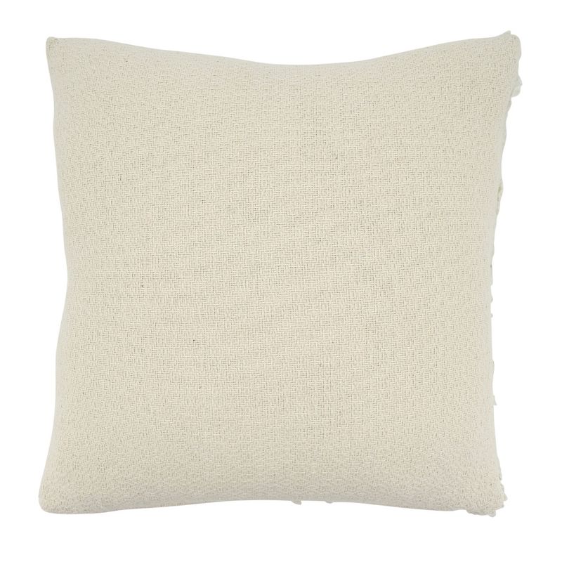 Saro Lifestyle Pom Pom Applique Pillow - Down Filled, 18" Square, Ivory, 2 of 4
