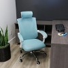 Elama Full Back Mesh Adjustable Office Chair with Headrest in Blue with White Frame - 3 of 4