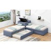 Twin Size L-shaped Upholstered Platform Bed with Trundle and Two Drawers - 4 of 4