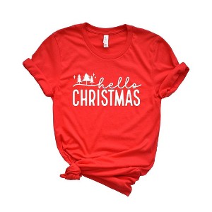 Simply Sage Market Women's Hello Christmas Trees Short Sleeve Graphic Tee - 1 of 4